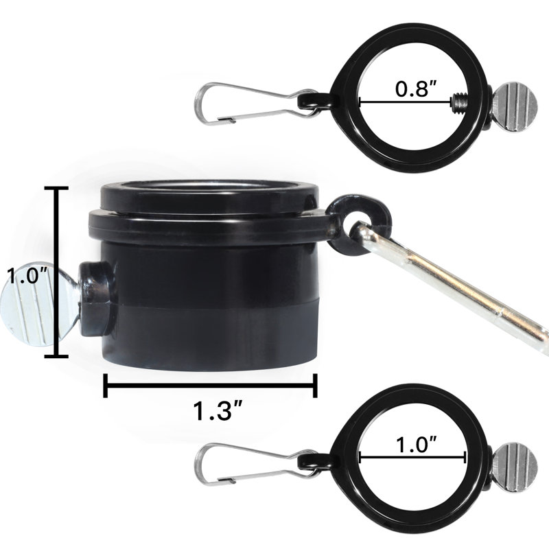 Black Plastic Adjustable Flagpole Rings with Clips - 2 Pcs