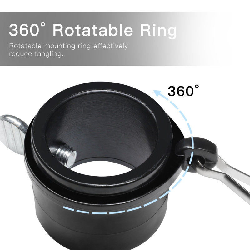 Black Plastic Adjustable Flagpole Rings with Clips - 2 Pcs