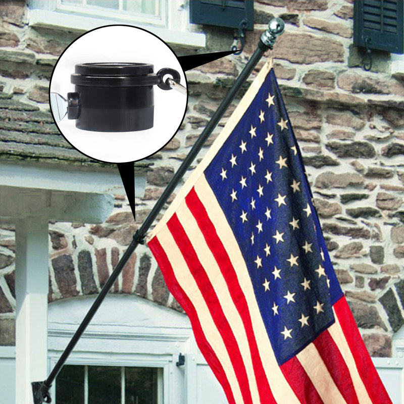 Black Plastic Adjustable Flagpole Rings with Clips - 2 Pcs
