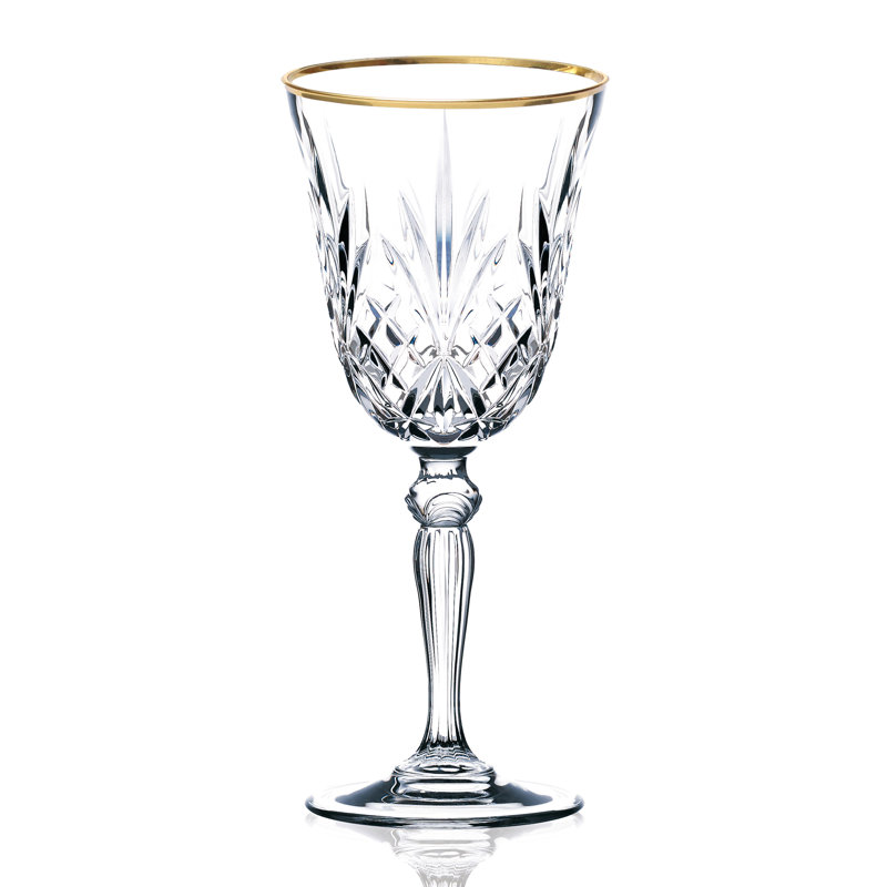Siena 6oz Crystal Wine Glass Set with Gold Band