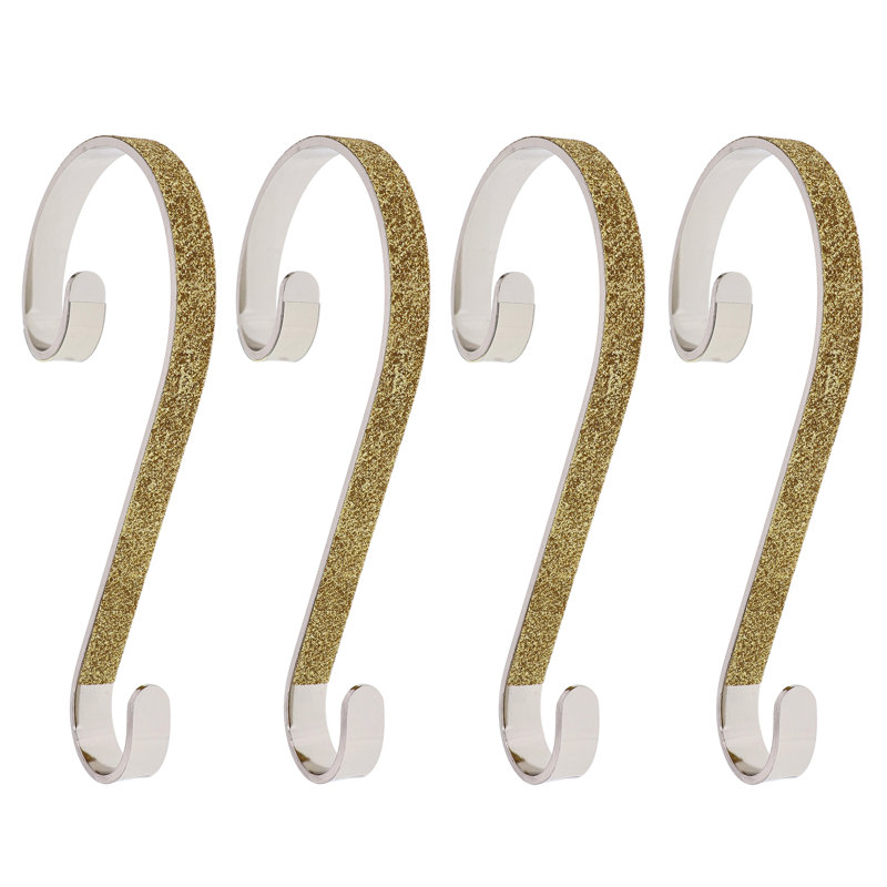 Gold Glitter 4-Pack Swiveling Stocking Holders