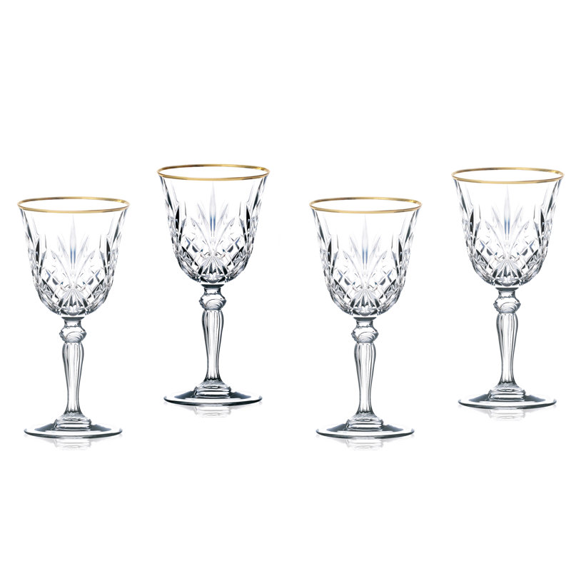 Siena 6oz Crystal Wine Glass Set with Gold Band