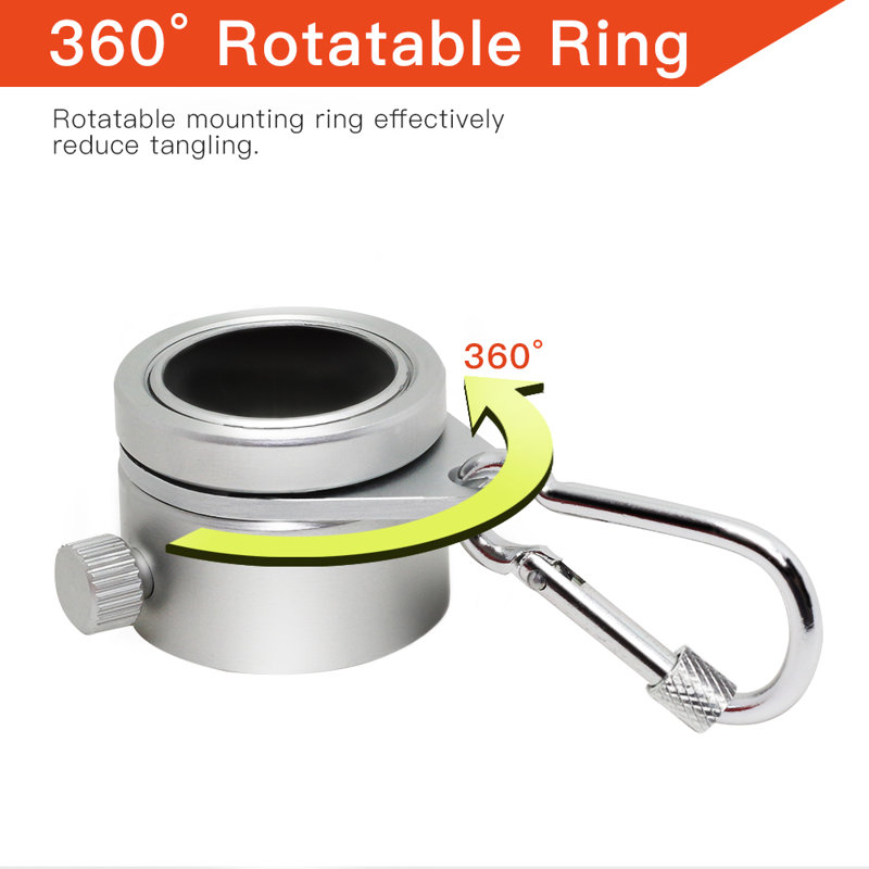 Silver Aluminum 1 Inch Flagpole Mounting Rings with Carabiners