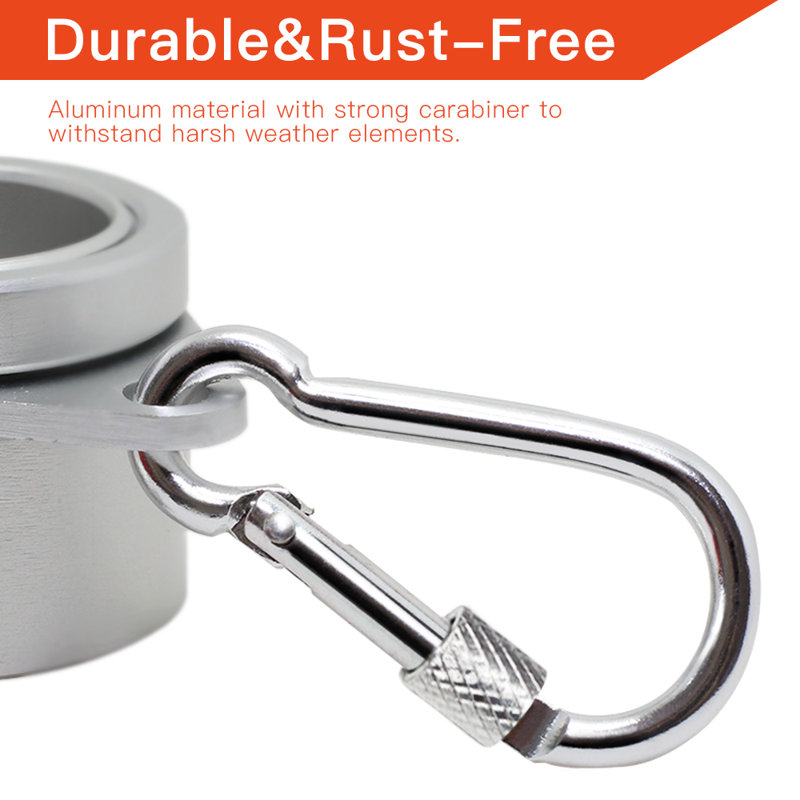 Silver Aluminum 1 Inch Flagpole Mounting Rings with Carabiners