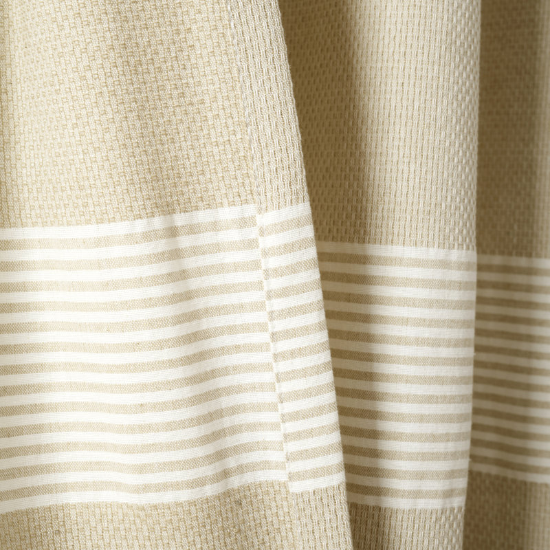 Taupe Cotton Light-Filtering Rod Pocket Panel Curtains with Tassels
