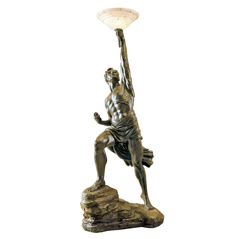 Prometheus 74'' Bronze Sculptural Floor Lamp with Glass Shade