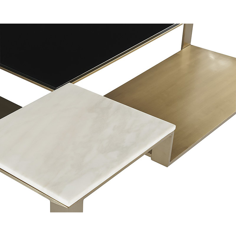 Gold and Black Square Marble Metal Coffee Table