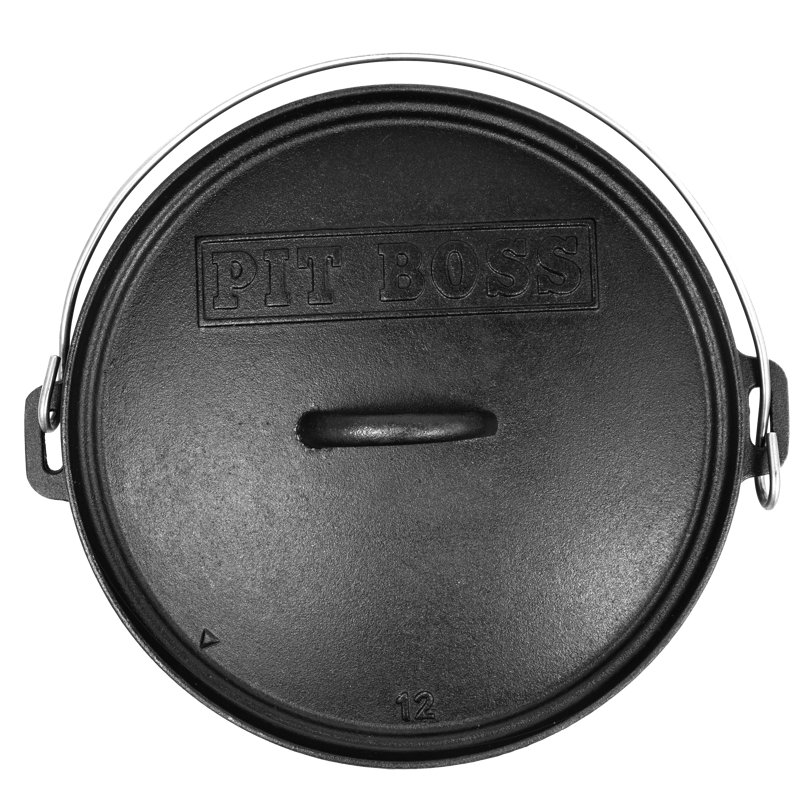 14" Black Cast Iron Non-Stick Dutch Oven with Lid