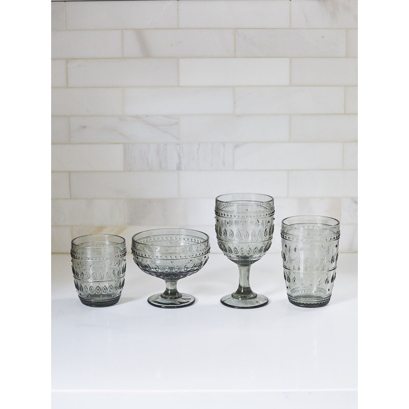 Fez Gray 12oz Textured Glass Old Fashioned Set
