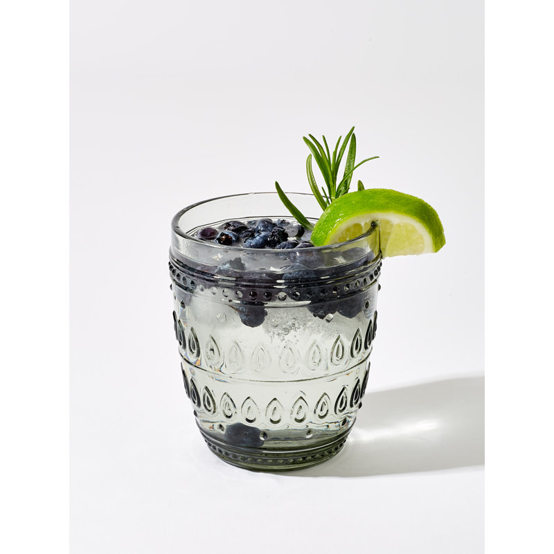 Fez Gray 12oz Textured Glass Old Fashioned Set