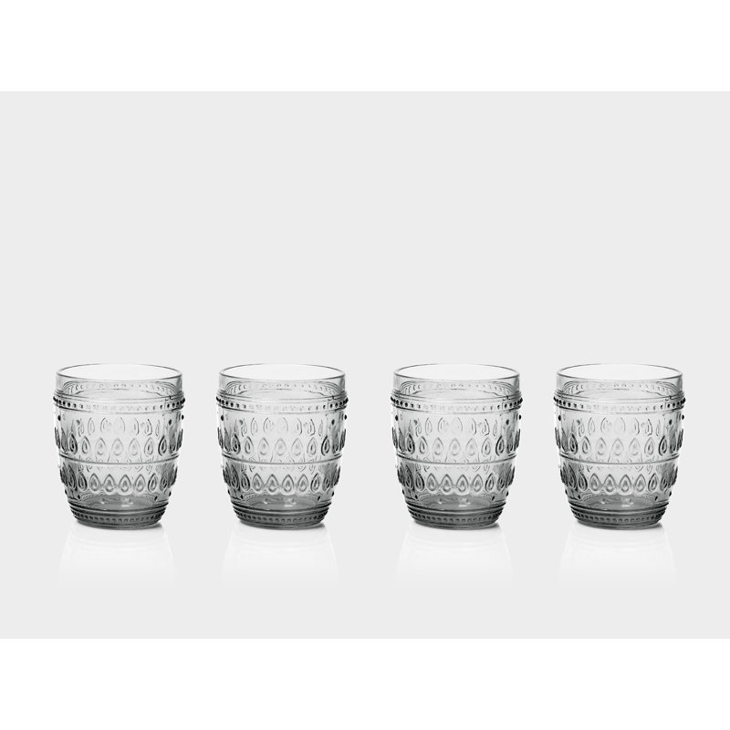 Fez Gray 12oz Textured Glass Old Fashioned Set