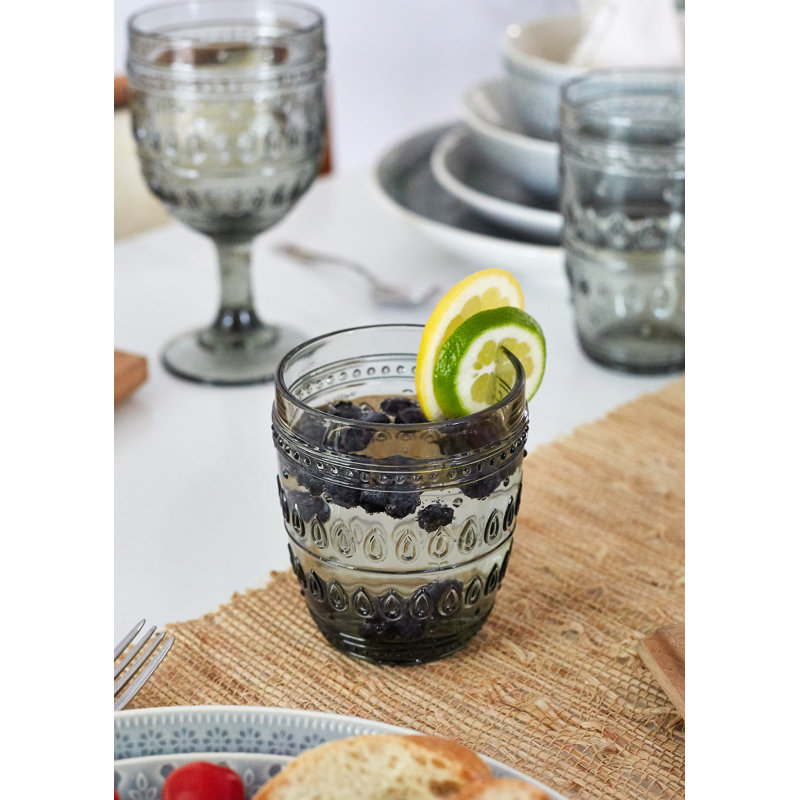Fez Gray 12oz Textured Glass Old Fashioned Set