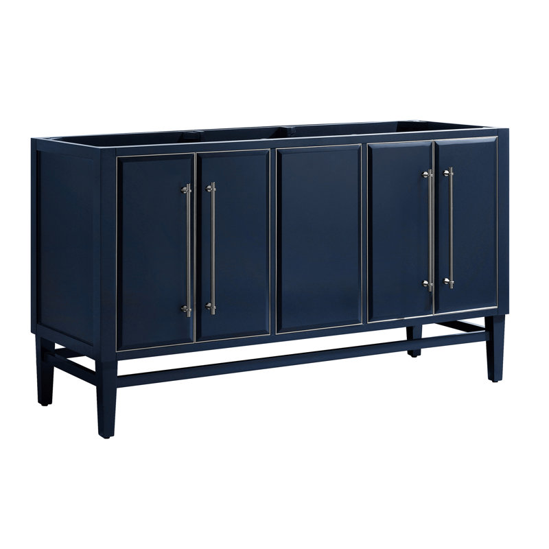 Mason 60'' Navy Blue Solid Wood Double Vanity Base