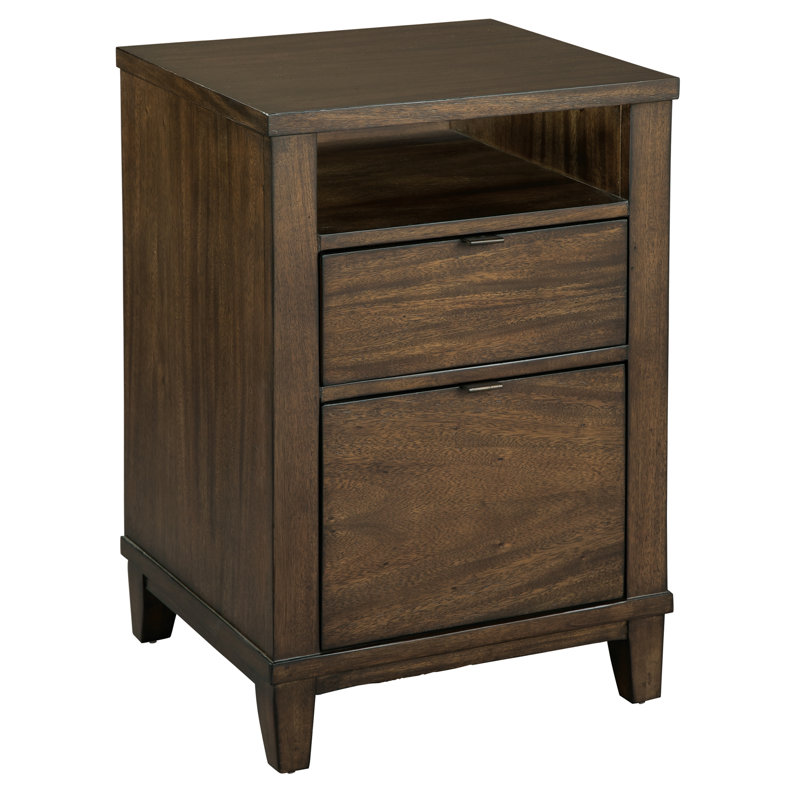 Transitional Oak Park 20" Brown Acacia 2-Drawer File Cabinet