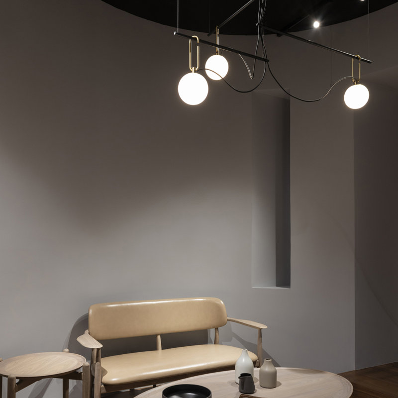 Elegant Cluster Globe Pendant Light in Brushed Brass and White Glass