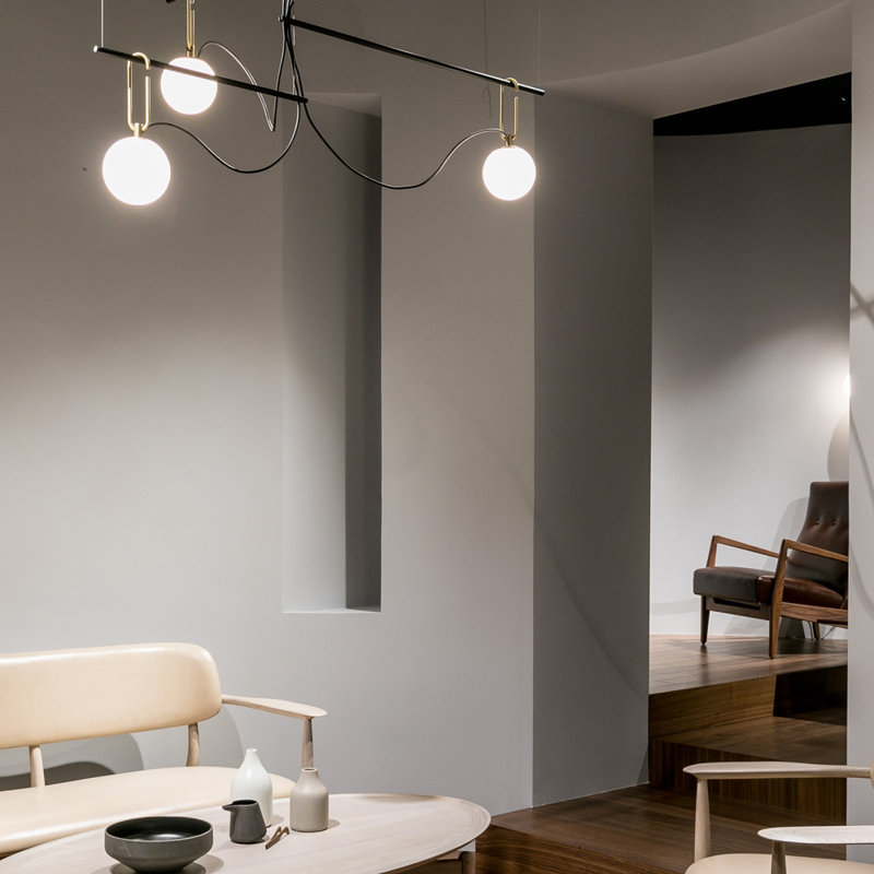 Elegant Cluster Globe Pendant Light in Brushed Brass and White Glass