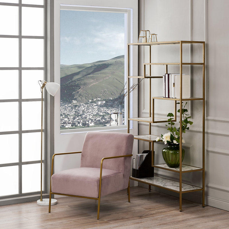 Marmo Faux Marble and Gold 5-Tier Geometric Bookcase