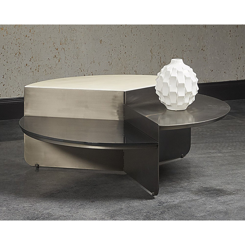 Alessia 42" Round White Marble and Glass Outdoor Coffee Table