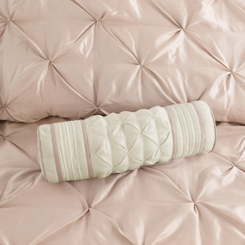 Blush Full 7-Piece Tufted Comforter Set with Decorative Pillows