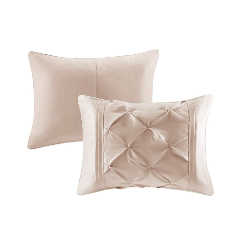 Blush Full 7-Piece Tufted Comforter Set with Decorative Pillows