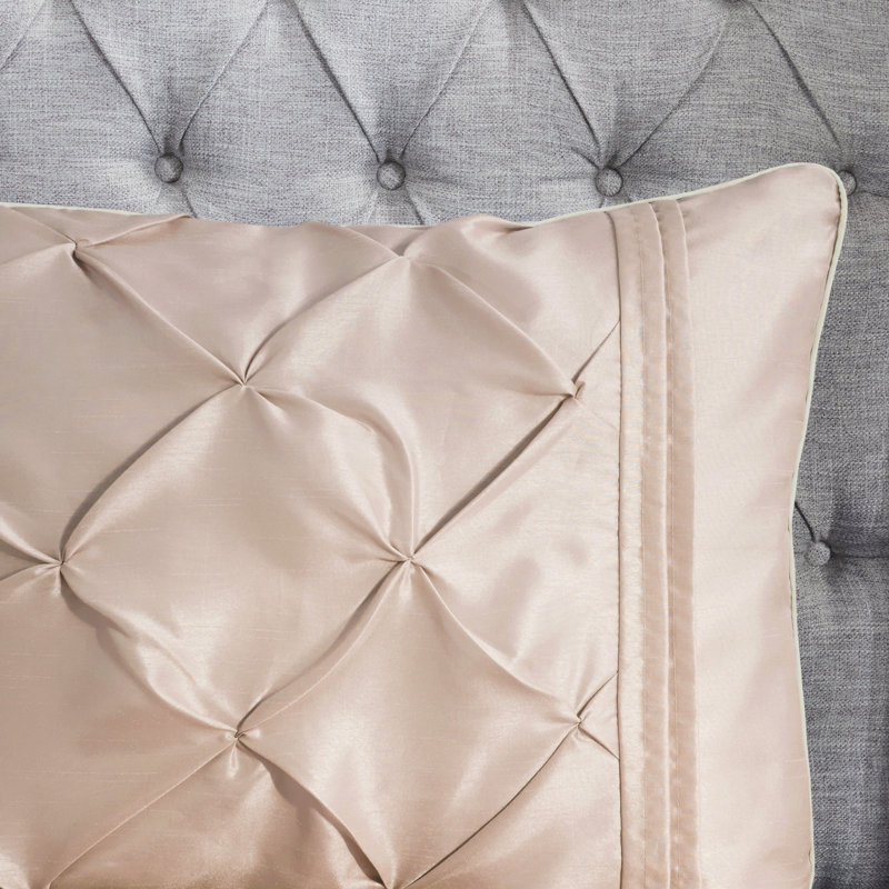 Blush Full 7-Piece Tufted Comforter Set with Decorative Pillows