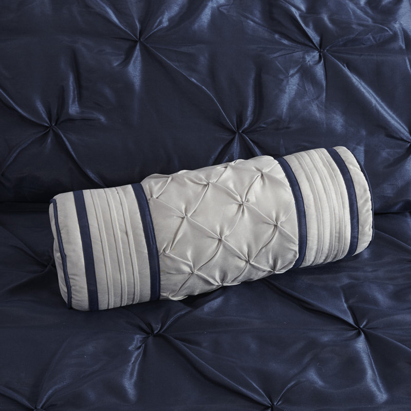 Navy Pintuck Embellished California King Comforter Set