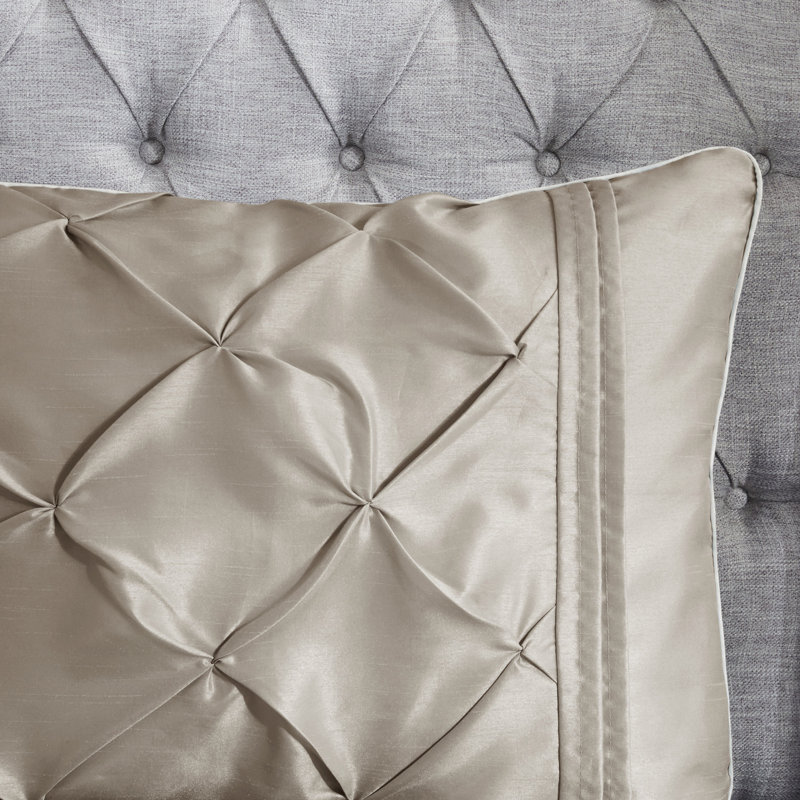 King Taupe Polyester 7-Piece Tufted Comforter Set