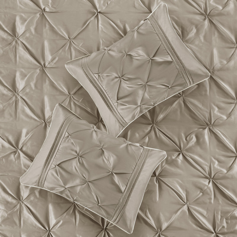 King Taupe Polyester 7-Piece Tufted Comforter Set