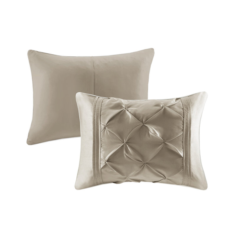 King Taupe Polyester 7-Piece Tufted Comforter Set