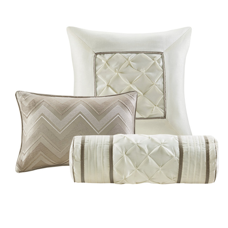 King Taupe Polyester 7-Piece Tufted Comforter Set