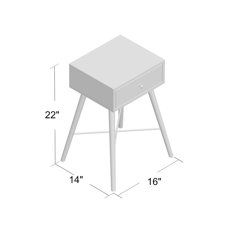 Light Wood Mid-Century Modern Nightstand with Storage