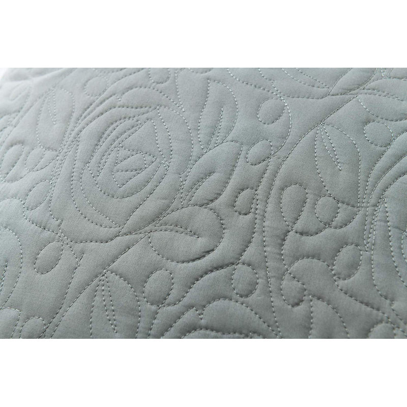 Gray Embroidered Cotton and Polyester Euro Sham Set