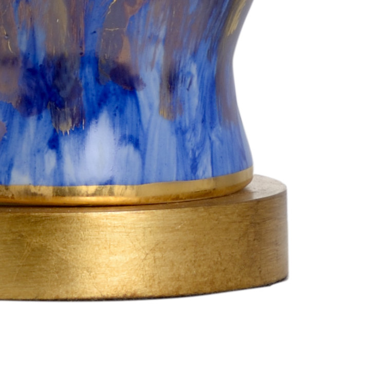 Hand-Painted Blue and White Ceramic Vase Lamp with Silk Shade