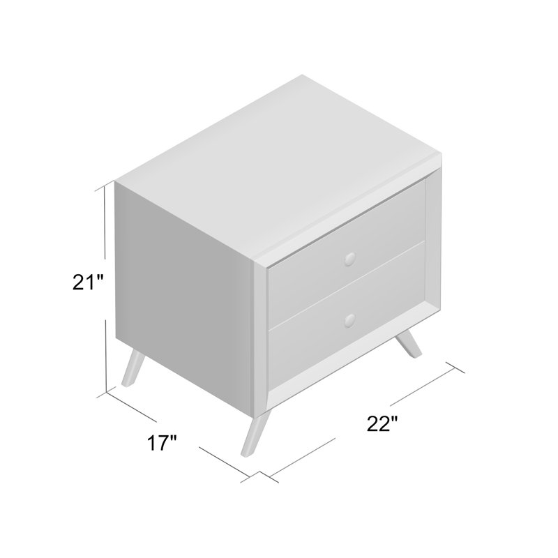 Tracy Toffee Brown Mid-Century 2-Drawer Nightstand