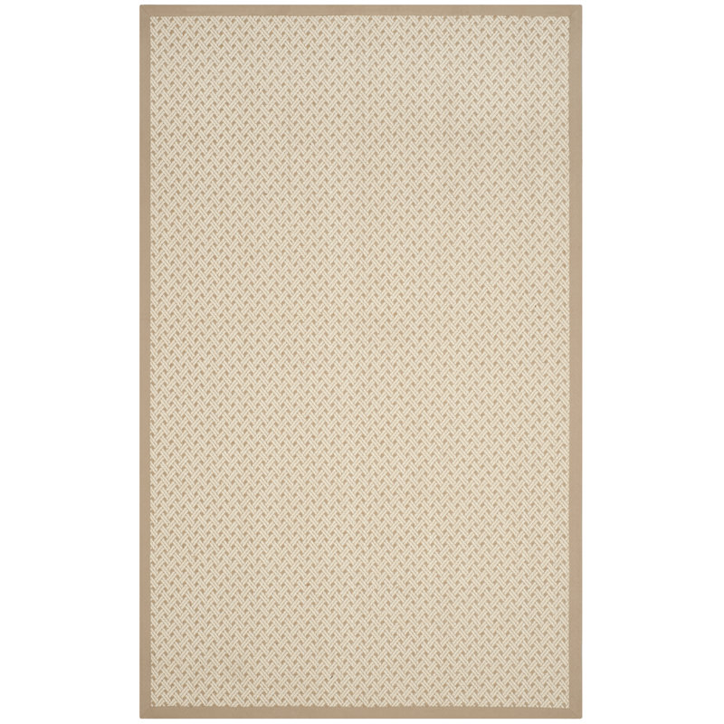 Ivory and Beige Handmade Wool Chevron Rug