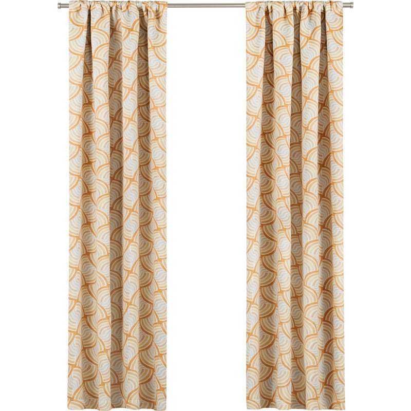 Gray Geometric Blackout Rod Pocket Curtain Panel