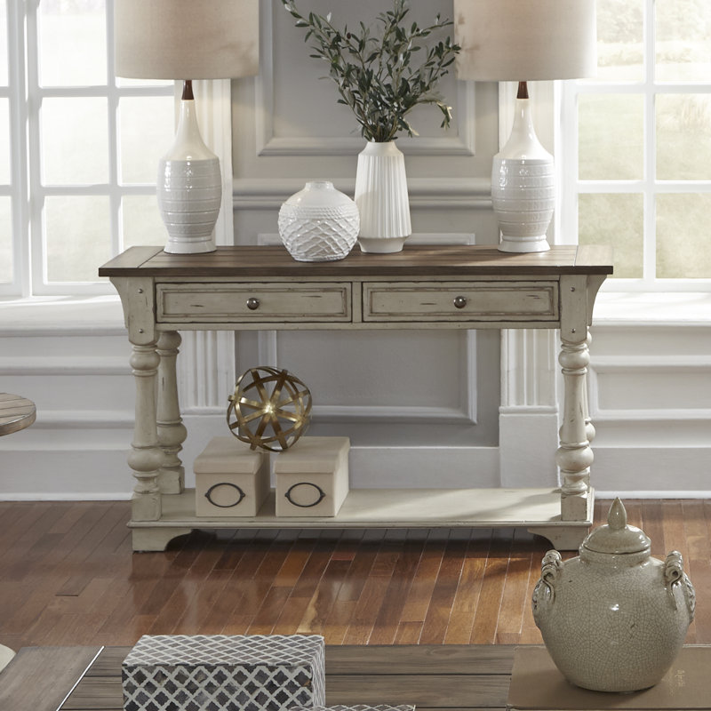 Morgan Creek Antique White Rectangular Console Table with Storage
