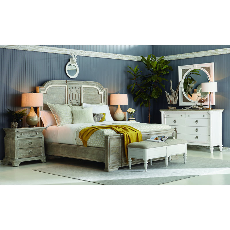 Cottage Charm Beige Solid Wood 3-Drawer Nightstand