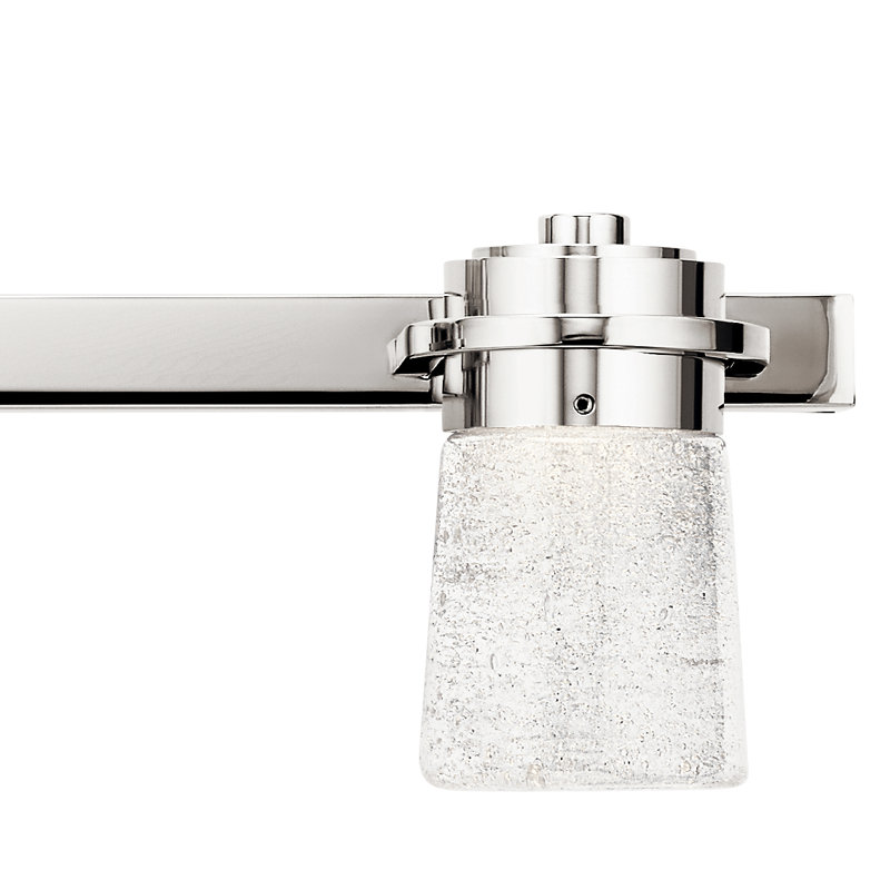 Sleek Polished Nickel 2-Light LED Vanity Wall Sconce with Clear Bubbled Glass