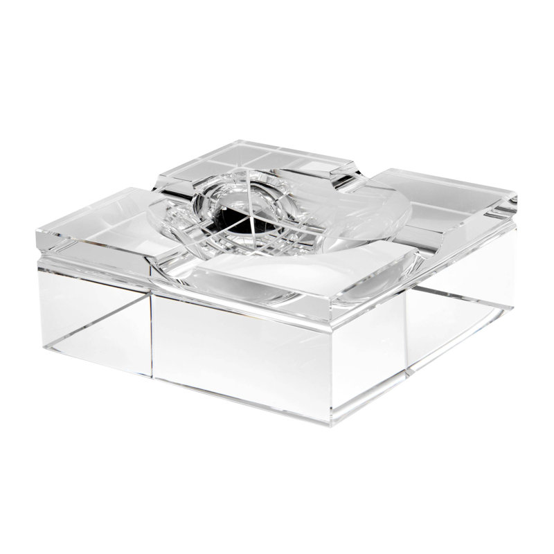 Elegant Clear Crystal Glass Square Ashtray