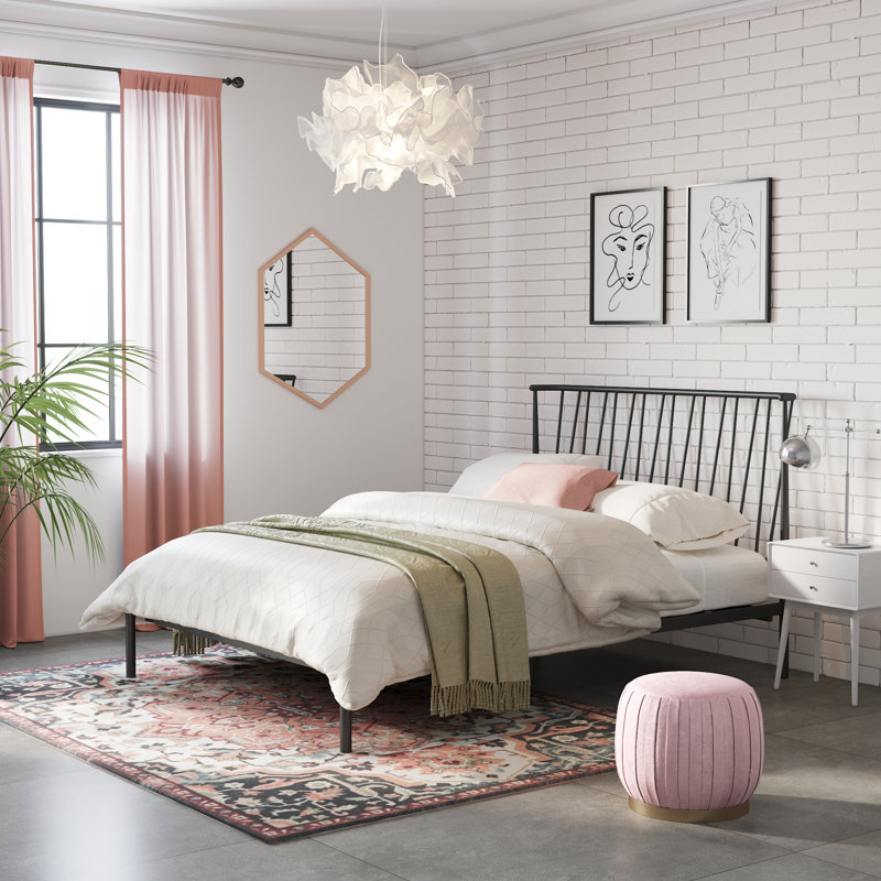 Stella Black Metal King Bed Frame with Slats