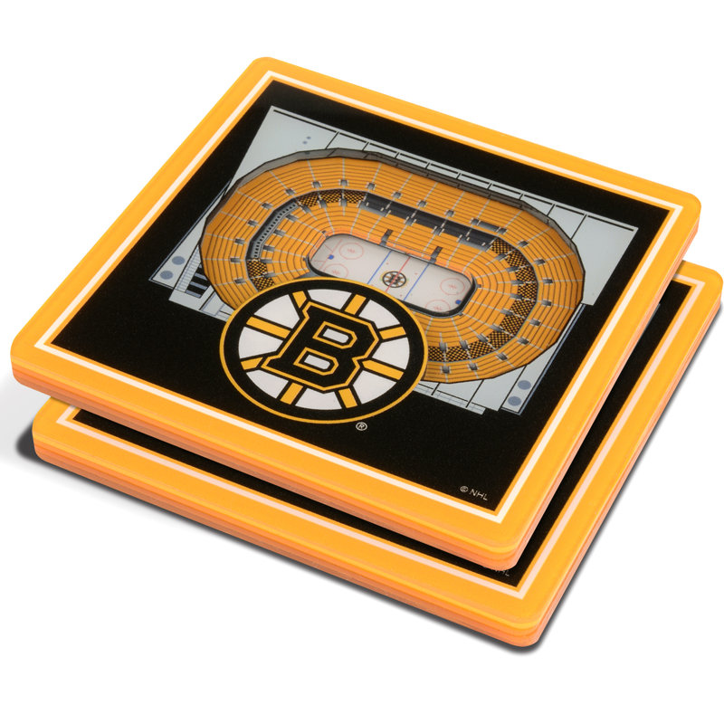 Boston Bruins 3D Acrylic Square Coaster Set with Felt Pads