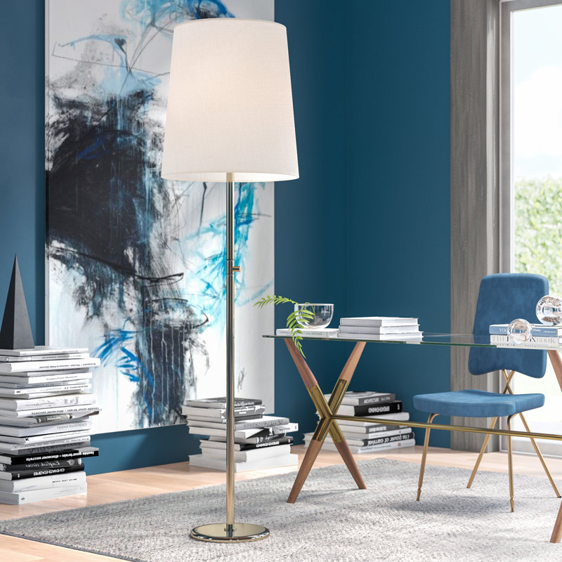 Tall Adjustable Polished Nickel Floor Lamp with Fondine Shade