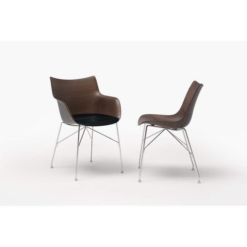 Dark Wood and Chrome Modern Arm Chair