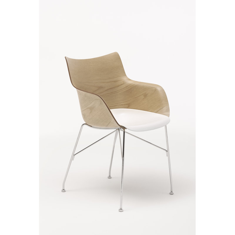 Philippe Starck Q-Wood Slatted Dark Ash and Black Metal Armchair