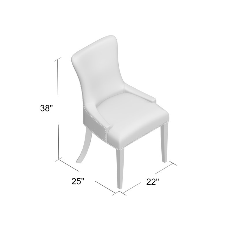 Elegance White Faux Leather Upholstered Side Chair with Nailhead Trim