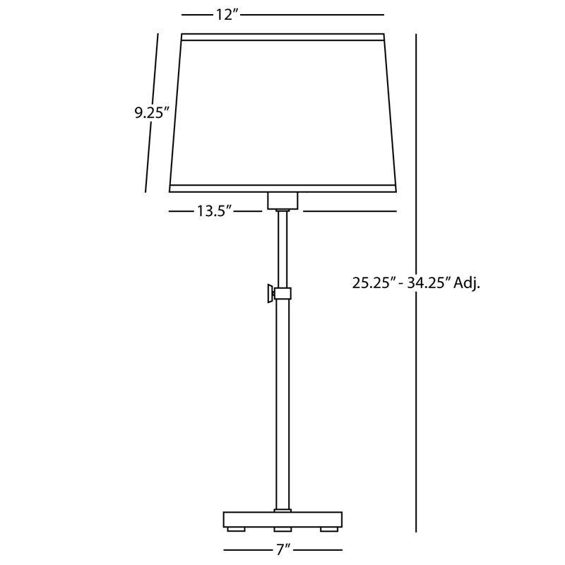 Polished Nickel Adjustable Buffet Lamp with Linen Shade