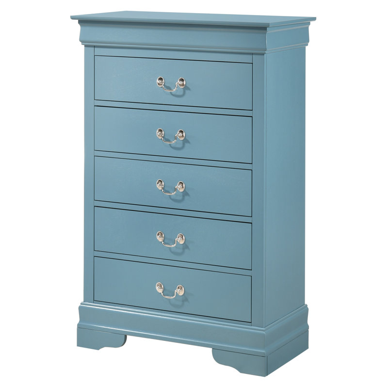 Black Wood 5-Drawer Lingerie Chest with Dovetail Drawers