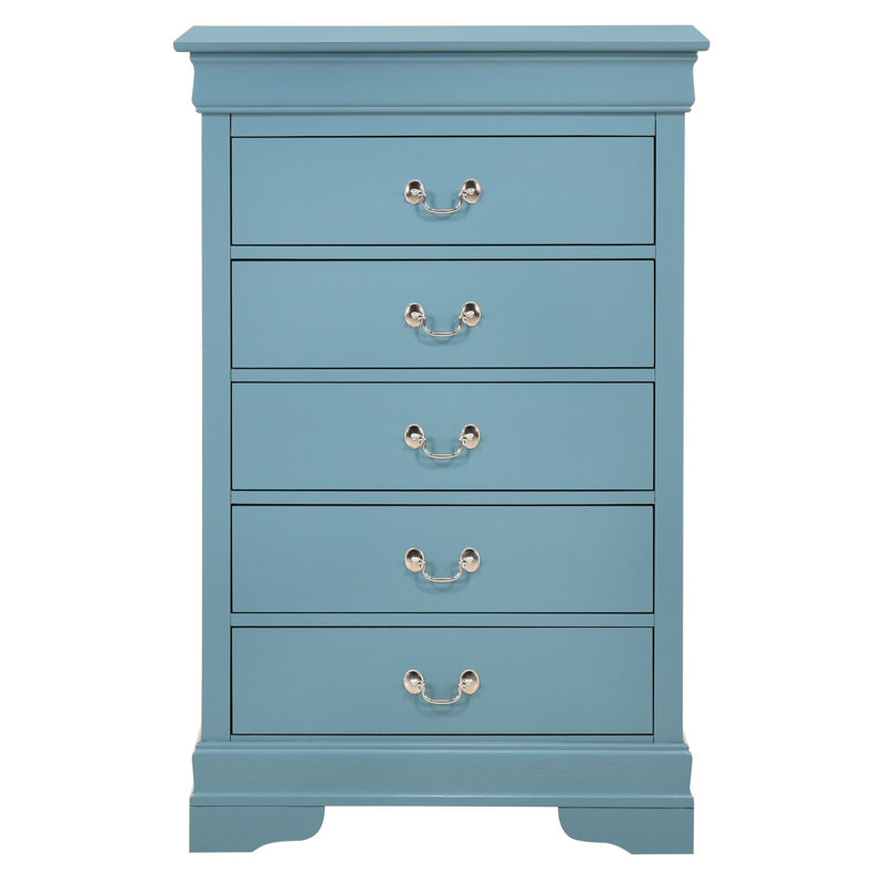 Black Wood 5-Drawer Lingerie Chest with Dovetail Drawers