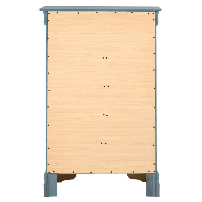Black Wood 5-Drawer Lingerie Chest with Dovetail Drawers